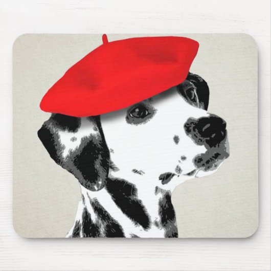 Dalmatian met rode Beret Muismat (Voorkant)