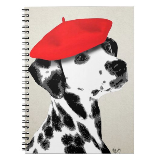 Dalmatian met rode Beret Notitieboek (Voorkant)