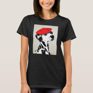 Dalmatian met rode Beret T-shirt