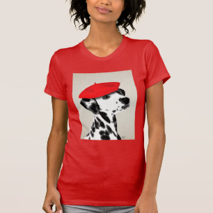 Dalmatian met rode Beret T-shirt