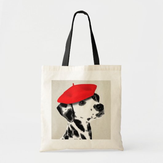 Dalmatian met rode Beret Tote Bag (Voorkant)