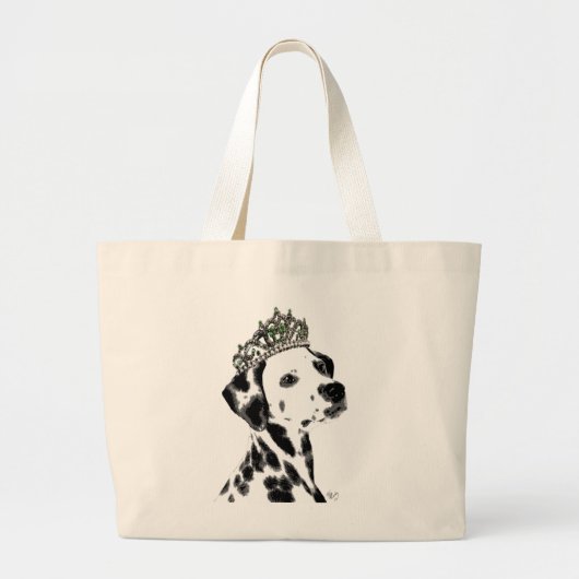Dalmatian met Tiara 2 Grote Tote Bag (Voorkant)