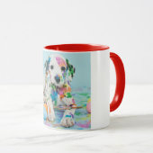 DALMATIAN MET TWEE TONEN MOK. MOK (Voorkant rechts)