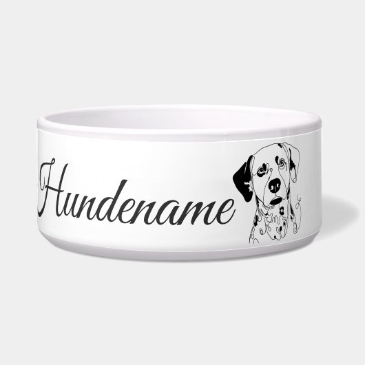 Dalmatian Minimalist Line Art personalized bowl Voerbakje (Voorkant)