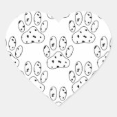 Dalmatian Paw Print Pattern Hart Sticker (Voorkant)