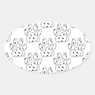 Dalmatian Paw Print Pattern Ovale Sticker