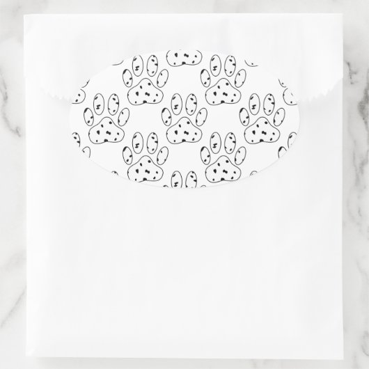 Dalmatian Paw Print Pattern Ovale Sticker (Tas)