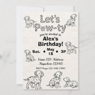 Dalmatian Pawty zwart-wit geïllustreerde verjaarda Kaart