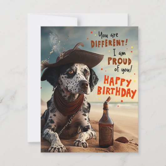 Dalmatian Pirate Dog Happy Birthday Kaart (Voorkant)