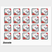 Dalmatian Poinsettia Border Kerstmis Vierkante Sticker (Vel)