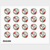 Dalmatian Poinsettia Holly Berry Kerstmis Wreath Ronde Sticker (Vel)