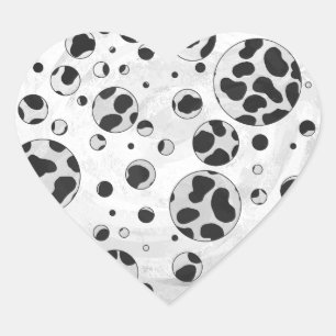 Dalmatian Polka Dot Black and White Hart Sticker