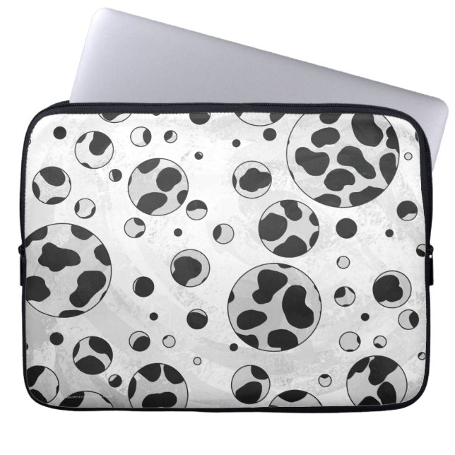 Dalmatian Polka Dot Black and White Laptop Sleeve (Voorkant)