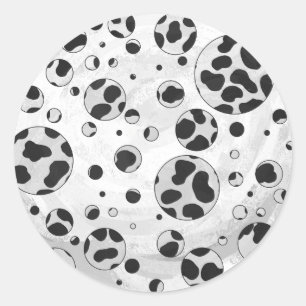 Dalmatian Polka Dot Black and White Ronde Sticker