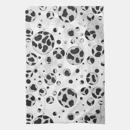 Dalmatian Polka Dot Black and White Theedoek (Verticaal)