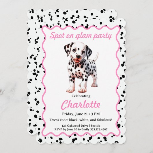 Dalmatian Print Birthday | Black and White party Kaart (Voorkant / Achterkant)