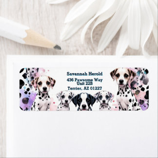 Dalmatian Puppies Watercolor Pastel Return Address Etiket