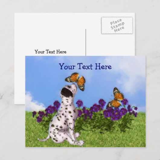 Dalmatian Puppy Butterflies Briefkaart (Voorkant / Achterkant)