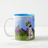 Dalmatian Puppy Butterflies Dog Art gepersonalisee Tweekleurige Koffiemok (Links)