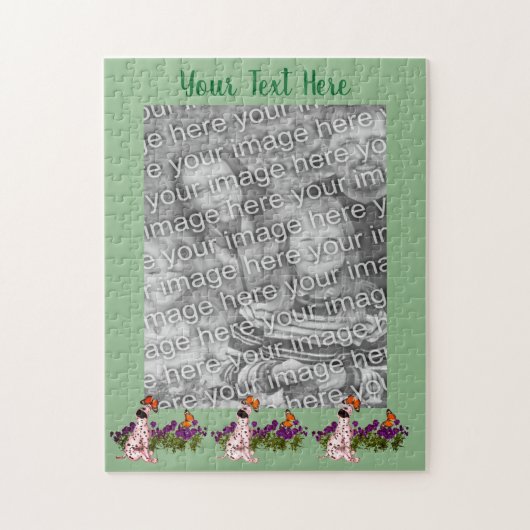 Dalmatian Puppy Butterflies Foto Lijst Sjabloon Legpuzzel (Verticaal)