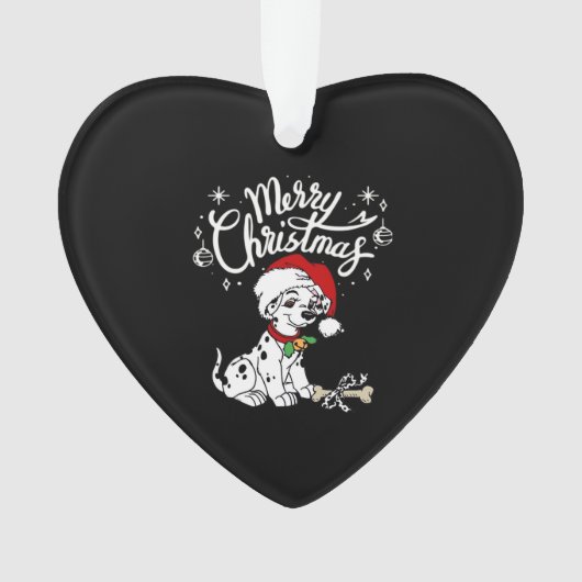 Dalmatian Puppy Dog In A Christmas Santa Hat Xmas  Ornament (voorkant)
