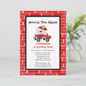 Dalmatian Puppy Fire Truck Birthday Party Kaart (Staand voorkant)