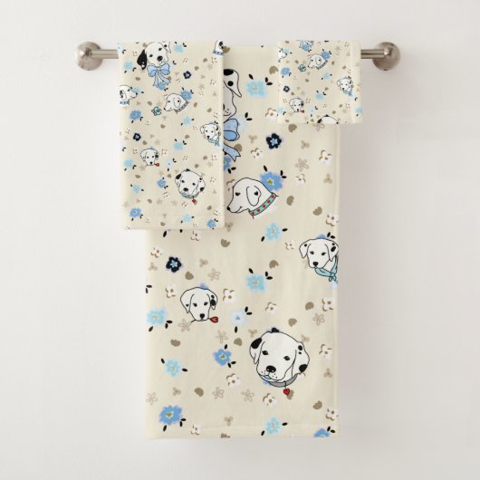 Dalmatian Puppy Floral Bath Towels Bad Handdoek (Insitu)