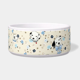 Dalmatian Puppy Floral Blue en Bone Bowl Voerbakje