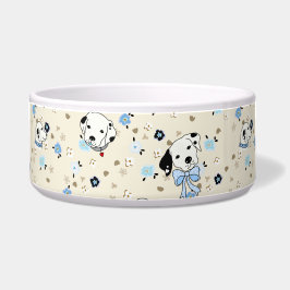 Dalmatian Puppy Floral Blue en Bone Bowl Voerbakje