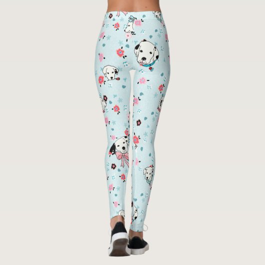 Dalmatian Puppy Floral - lichtblauw Leggings (Achterkant)