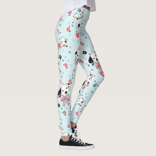 Dalmatian Puppy Floral - lichtblauw Leggings (Rechts)