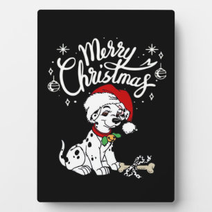 Dalmatian Puppy Hond In Een Kerstman Hoed Xmas Fotoplaat
