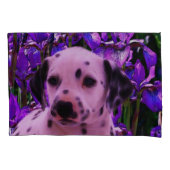 Dalmatian Puppy Iris Flowers Dog Art Kussensloop (Voorkant)