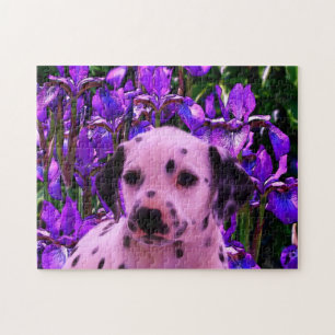 Dalmatian Puppy Iris Flowers Dog Art Legpuzzel