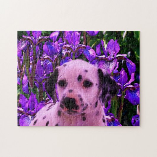 Dalmatian Puppy Iris Flowers Dog Art Legpuzzel (Horizontaal)