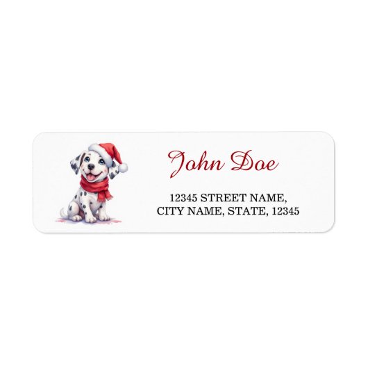 Dalmatian Puppy Kerst Retouradreslabels Etiket (Voorkant)