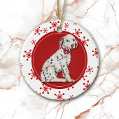 Dalmatian Puppy Red Snowflake Ceramic Ornament