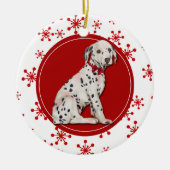 Dalmatian Puppy Red Snowflake Ceramic Ornament (Voorkant)