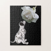 Dalmatian Puppy Smelling White Rose  Legpuzzel (Verticaal)