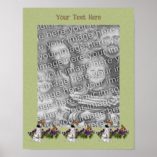 Dalmatian Puppy Vlinders Frame Voeg Je Foto Toe  Poster (Voorkant)