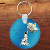 Dalmatian Puppy White Rose Cute Persoonlijk Sleutelhanger (Voorkant)
