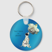 Dalmatian Puppy White Rose Cute Persoonlijk Sleutelhanger (Achterkant)
