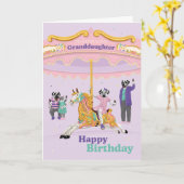 Dalmatian Riding Carousel kleindochter Birthday C Kaart (Gele Bloem)