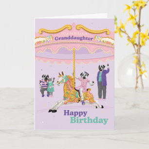 Dalmatian Riding Carousel kleindochter Birthday C Kaart