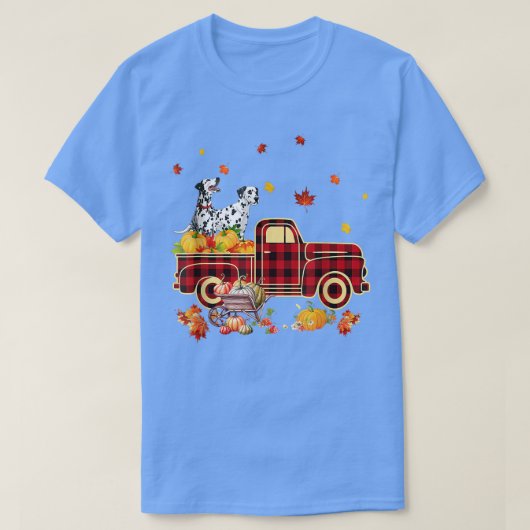 Dalmatian Riding Truck Pumpkin Autumn Leaves Fall T-shirt (Design voorkant)