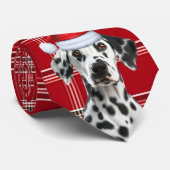 Dalmatian Santa Dog Red Holiday Plaid Christmas Stropdas (Opgerold)