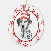 Dalmatian Santa Hat Red Snowflake Keramisch Ornament (Links)