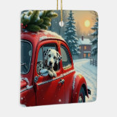 Dalmatian Snowy Car Ride Christmas Painting Keramisch Ornament (Rechts)