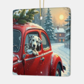Dalmatian Snowy Car Ride Christmas Painting Keramisch Ornament (Links)