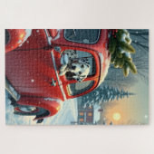 Dalmatian Snowy Car Ride Christmas Painting Legpuzzel (Horizontaal)